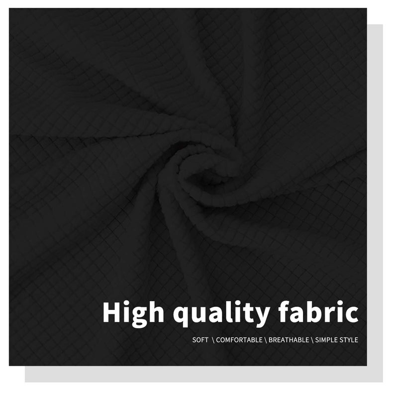 Easy-Going Stretch Bed Headboard Cover,Small Square Jacquard Headboard Slipcover, Dustproof Bed Head Cover for Bedroom (Queen,Black) - Image 5